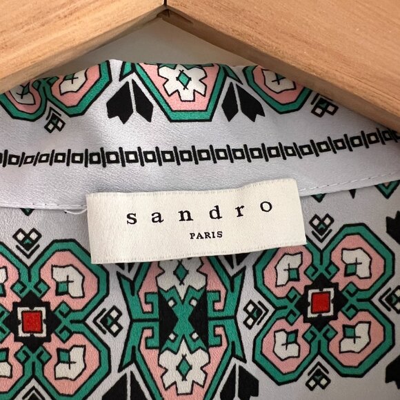 Sandro - blue scarf button down - SMALL - Picture 2 of 2